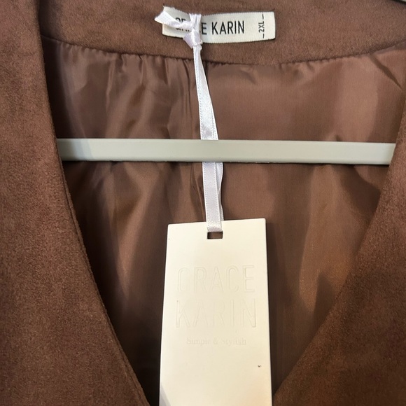 Grace Karin Brown Faux Suede Vest - Picture 4 of 5